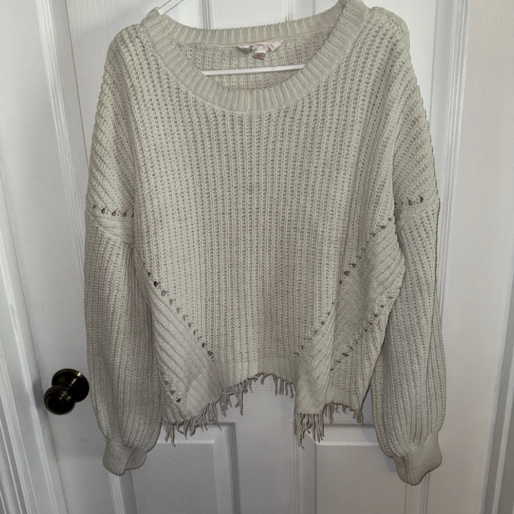 Cream Oversized Ribbed Sweatshirt